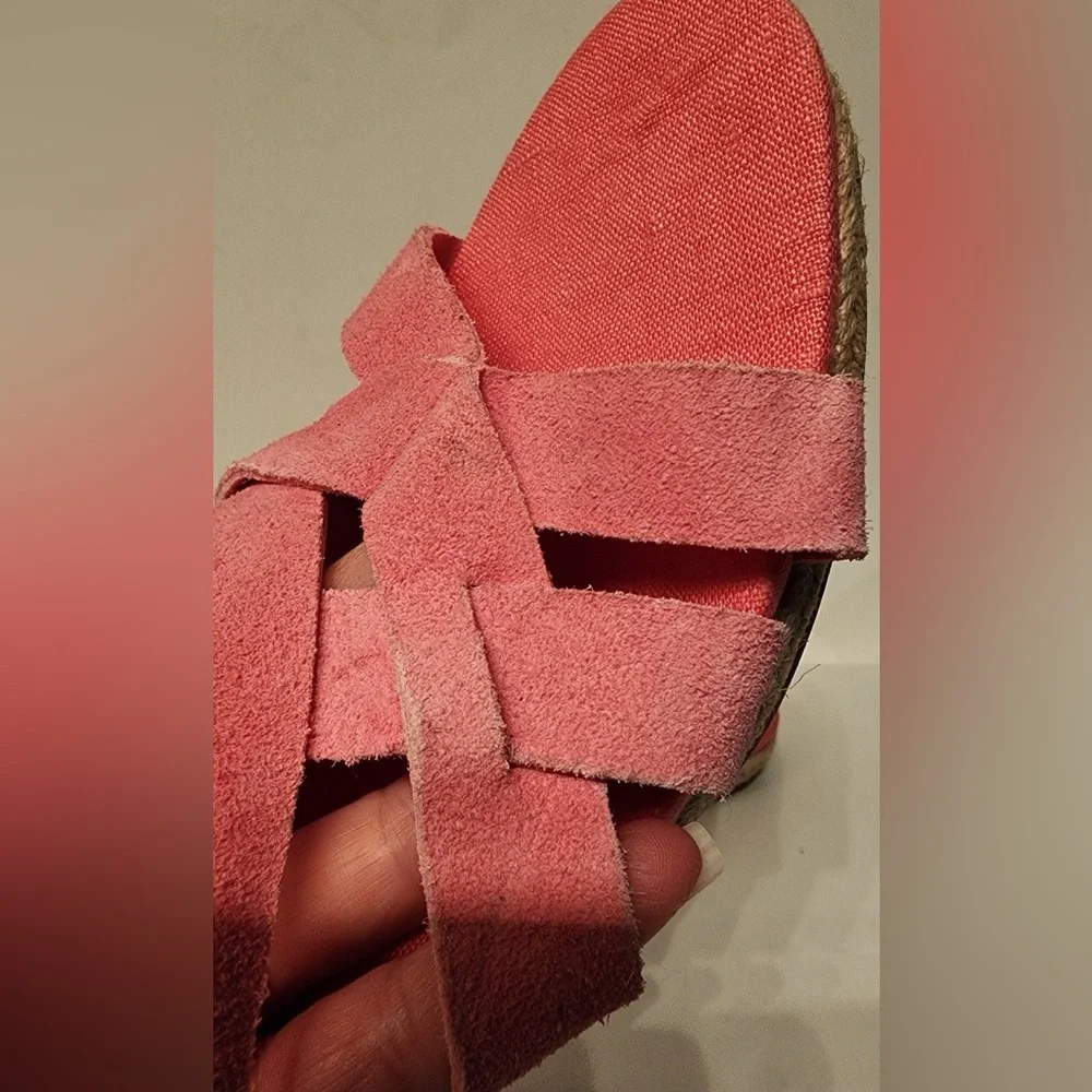 Cole Haan Crystal Espadrille Women’s Fuschia Pink Wedge Sandals Size 7